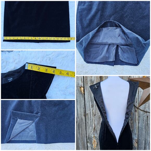 Black Velvet Dress J. CREW 365 Size 2 Stretch Cap Sleeve Classy Elegant Simple - Picture 6 of 10